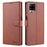 AZNS Leather Case for Samsung Galaxy A12 Wallet Cell Phone Protection Cover - Brown - 1