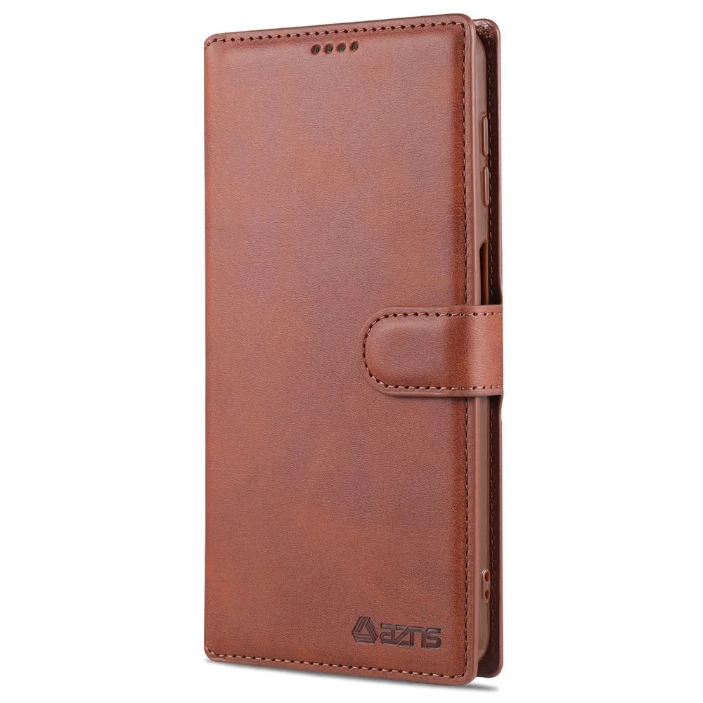 AZNS Leather Case for Samsung Galaxy A12 Wallet Cell Phone Protection Cover - Brown - 2