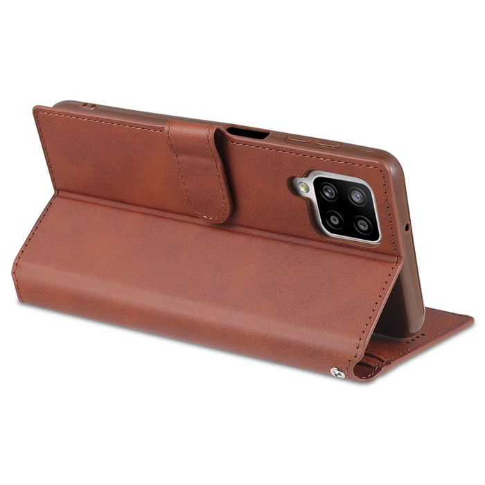 AZNS Leather Case for Samsung Galaxy A12 Wallet Cell Phone Protection Cover - Brown - 7