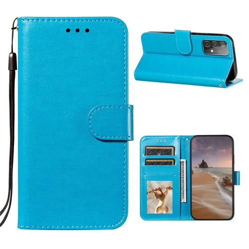 Dual-sided Magnetic Clasp Leather Wallet Stand Phone Case Shell for Samsung Galaxy A52 4G/5G / A52s 5G - Blue - 1