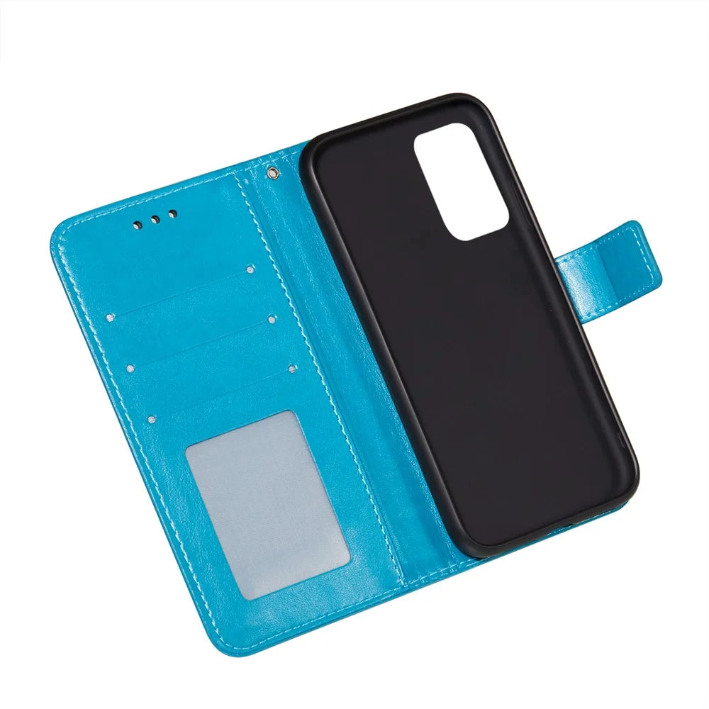 Dual-sided Magnetic Clasp Leather Wallet Stand Phone Case Shell for Samsung Galaxy A52 4G/5G / A52s 5G - Blue - 7