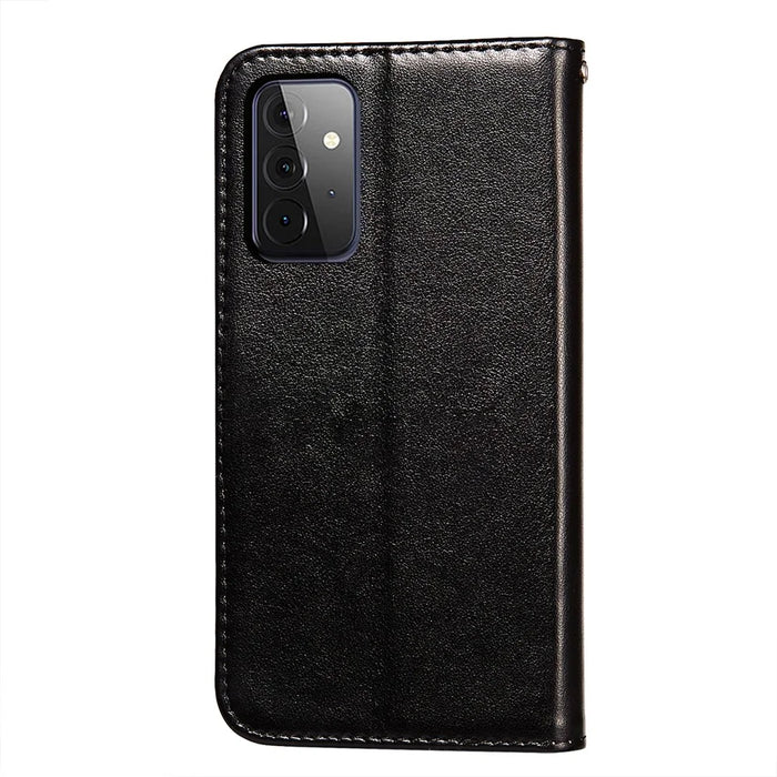 Dual-sided Magnetic Clasp Leather Protector for Samsung Galaxy A72 5G / A72 4G Wallet Stand Case - Black - 3