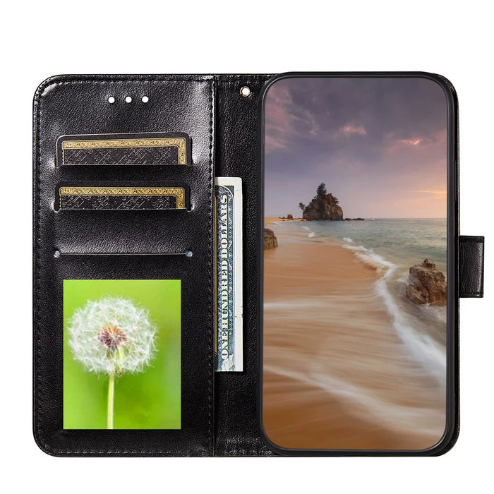 Dual-sided Magnetic Clasp Leather Protector for Samsung Galaxy A72 5G / A72 4G Wallet Stand Case - Black - 4