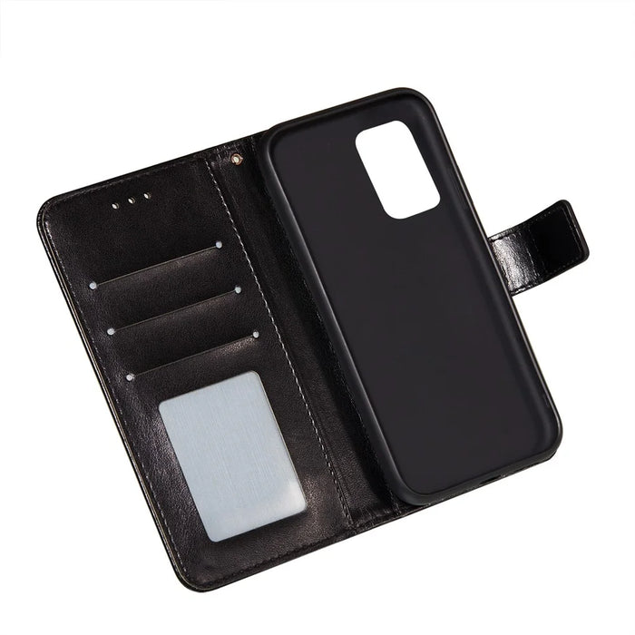 Dual-sided Magnetic Clasp Leather Protector for Samsung Galaxy A72 5G / A72 4G Wallet Stand Case - Black - 7