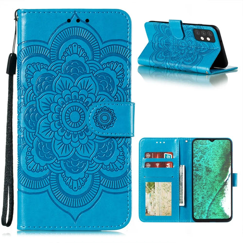 Imprint Mandala Flower Stand Leather Flip Shell for Samsung Galaxy A32 5G Case - Blue - 1