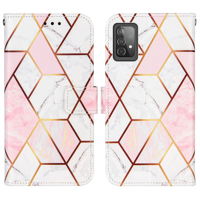 Wallet Stand Design Marble Pattern Splicing TPU + PU Leather Case for Samsung Galaxy A52 4G/5G / A52s 5G - Pink - 3