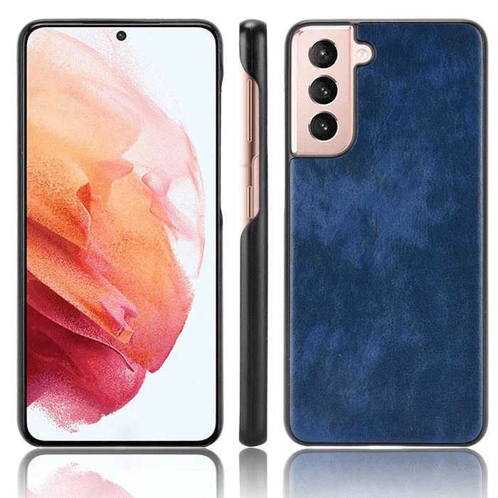 Litchi Texture PU Leather Coated Phone Protective Case Cover for Samsung Galaxy S21+ 5G - Blue - 1