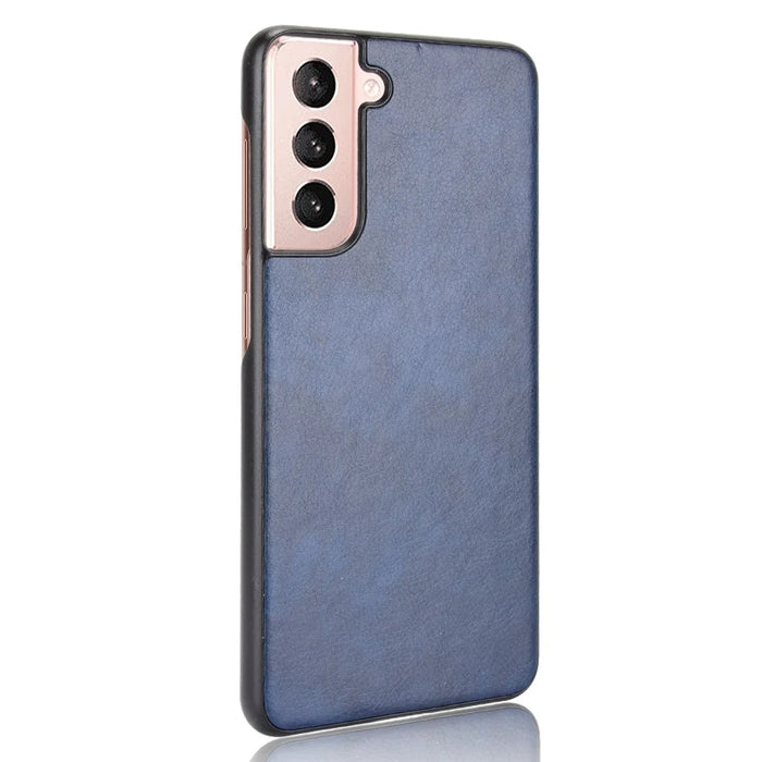 Litchi Texture PU Leather Coated Phone Protective Case Cover for Samsung Galaxy S21+ 5G - Blue - 3