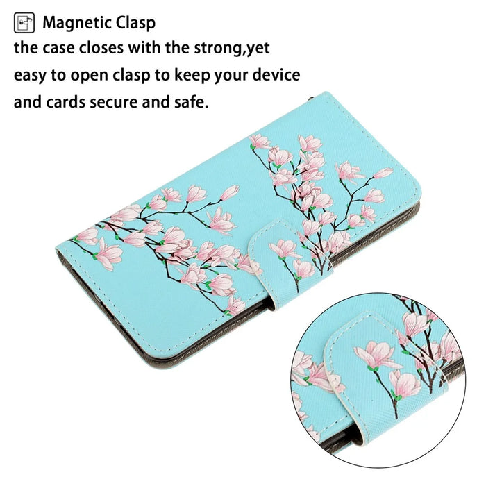 Pattern Printing TPU + PU Leather Wallet Stand Phone Case with Lanyard for Samsung Galaxy A02s (164.2mm) - Flower - 3