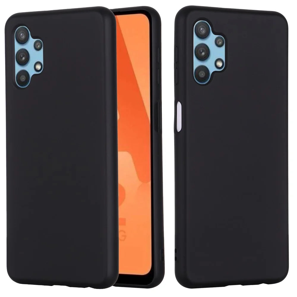 For Samsung Galaxy A32 5G/M32 5G Non-Slip Liquid Silicone Case Soft Microfiber Lining Shockproof  Protective Cover - Black - 2