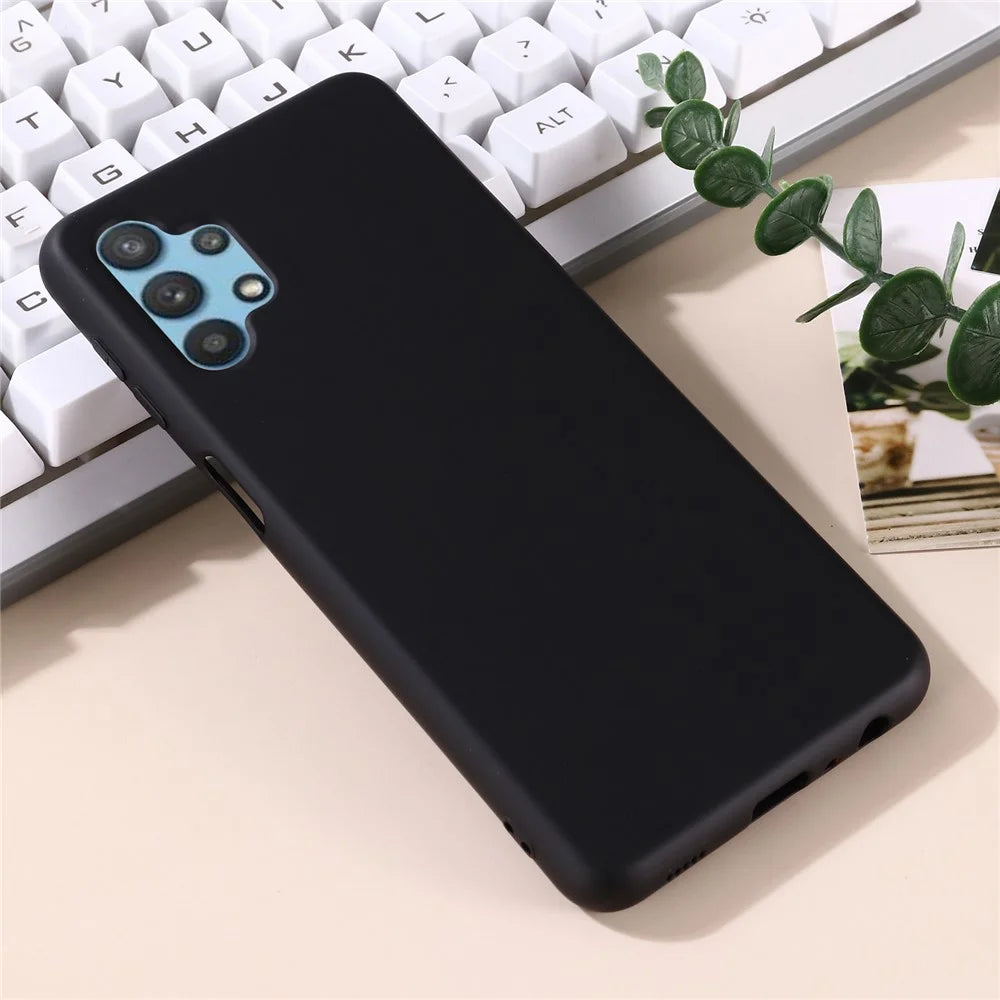 For Samsung Galaxy A32 5G/M32 5G Non-Slip Liquid Silicone Case Soft Microfiber Lining Shockproof  Protective Cover - Black - 6