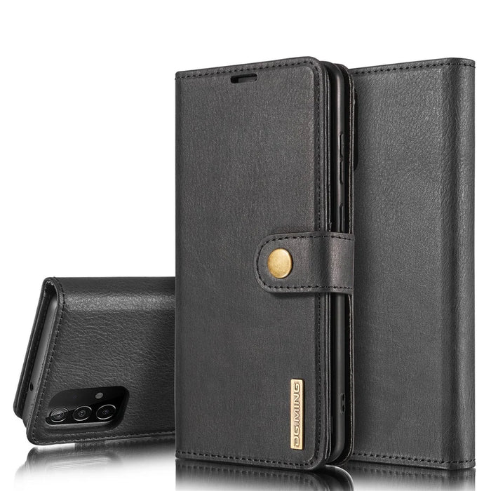 DG.MING Cover for Samsung Galaxy A52 4G / 5G / A52s 5G Detachable 2-in-1 Split Leather Wallet Shell + PC Back Case - Black - 1