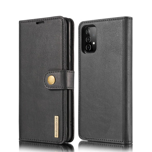 DG.MING Cover for Samsung Galaxy A52 4G / 5G / A52s 5G Detachable 2-in-1 Split Leather Wallet Shell + PC Back Case - Black - 2
