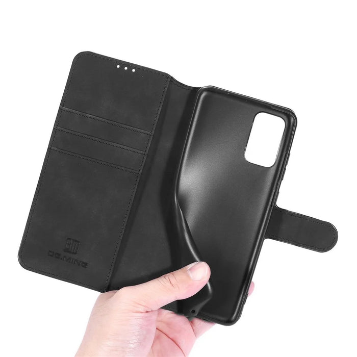DG.MING Retro Style Phone Case for Samsung Galaxy A52 4G/5G / A52s 5G Scratch-resistant Leather Wallet Stand Shell - Black - 7