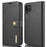 DG.MING Cover for Samsung Galaxy A12 Detachable 2-in-1 Anti-scratch Split Leather Wallet Shell + PC Back Case - Black - 1