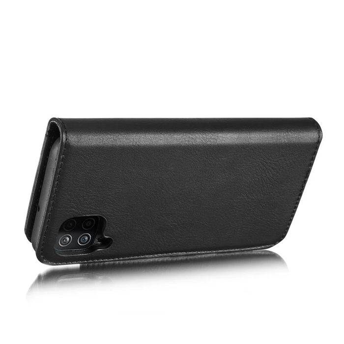 DG.MING Cover for Samsung Galaxy A12 Detachable 2-in-1 Anti-scratch Split Leather Wallet Shell + PC Back Case - Black - 4
