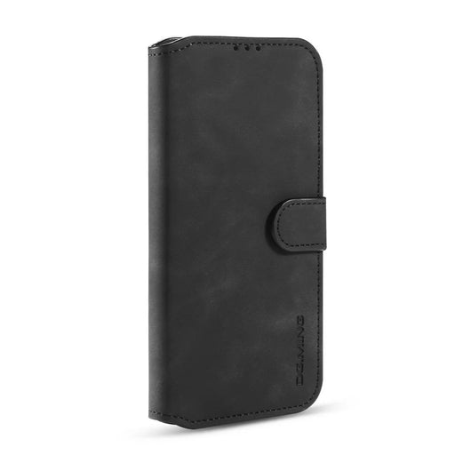 DG.MING Retro Style for Samsung Galaxy A12 Case Leather Wallet Stand Shell - Black - 2