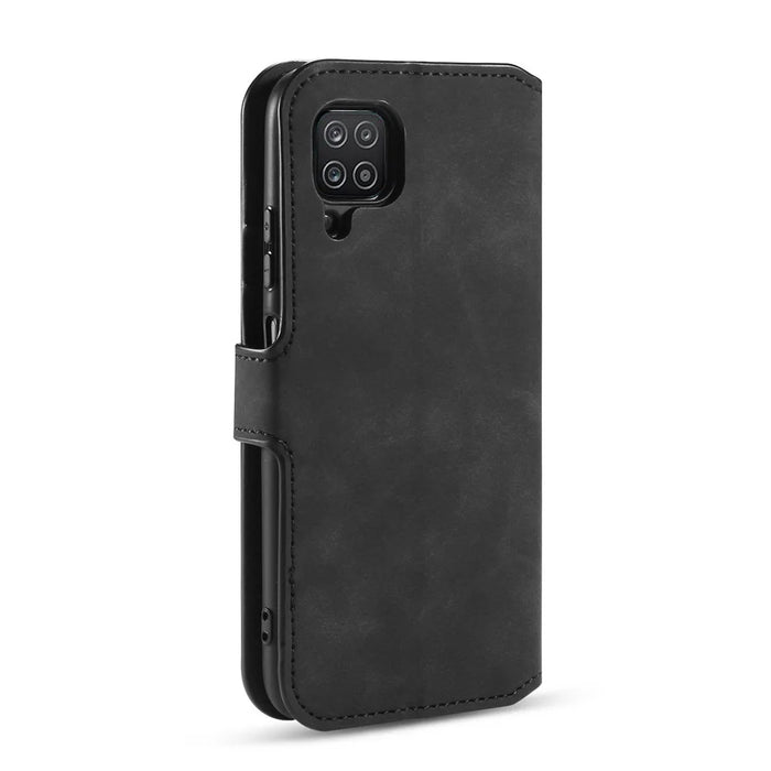 DG.MING Retro Style for Samsung Galaxy A12 Case Leather Wallet Stand Shell - Black - 3