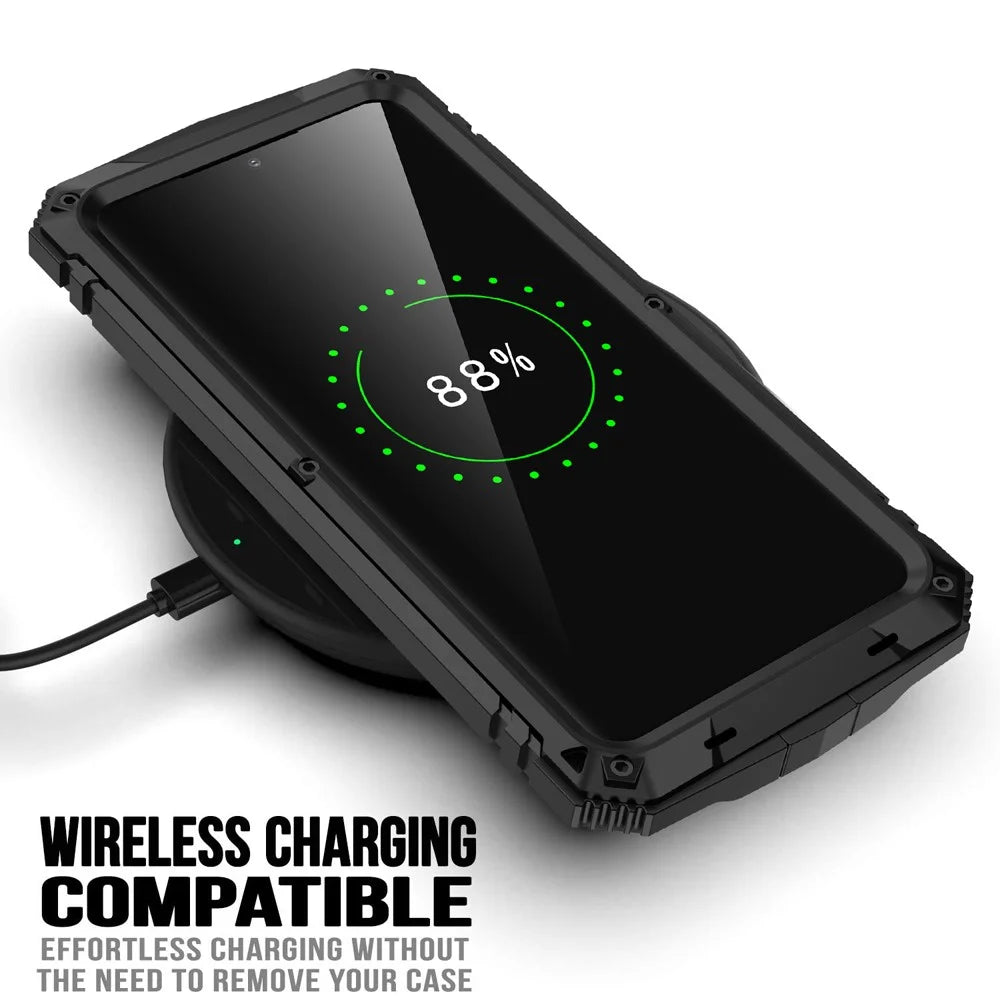 R-JUST Shockproof Dustproof Kickstand TPU+Metal Protector Cover Kickstand Shell for Samsung Galaxy S21 Ultra 5G - Black - 5