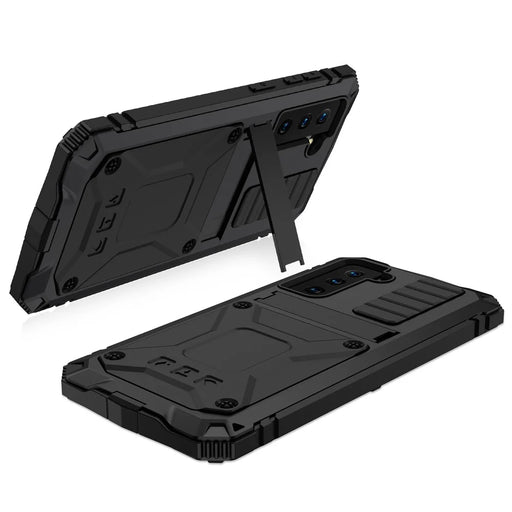 R-JUST Shockproof Dustproof Kickstand TPU+Metal Protector Cover Kickstand Shell for Samsung Galaxy S21 4G/5G - Black - 2