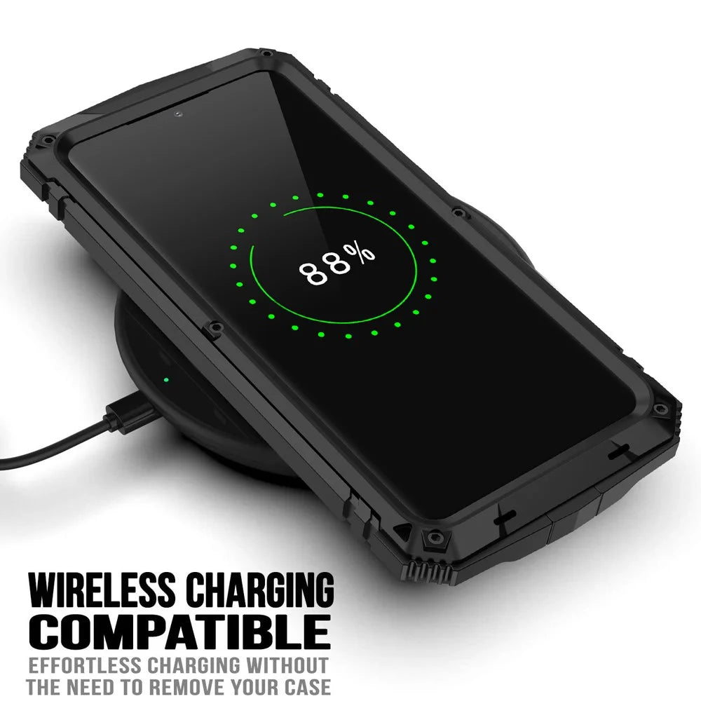 R-JUST Shockproof Dustproof Kickstand TPU+Metal Protector Cover Kickstand Shell for Samsung Galaxy S21 4G/5G - Black - 5