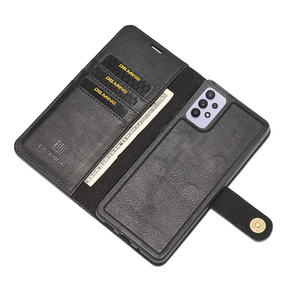 DG.MING Detachable Design Phone Shell PC Split Leather Case Covering for Samsung Galaxy A32 5G / M32 5G - Black - 3
