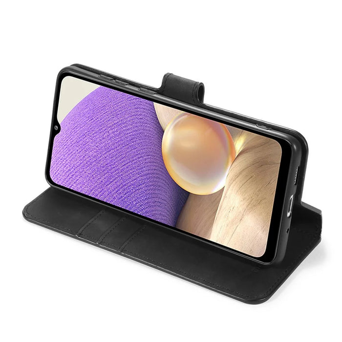 DG.MING Retro Style Leather Wallet Stand Cover for Samsung Galaxy A32 5G/M32 5G Case - Black - 5