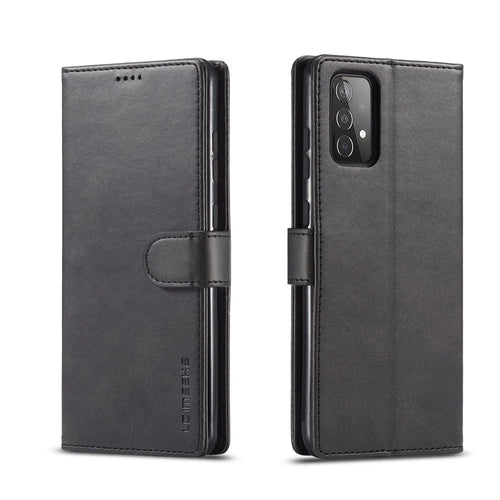 LC.IMEEKE for Samsung Galaxy A52 4G/5G / A52s 5G Wallet Stand PU Leather Shell Mobile Phone Case - Black - 1