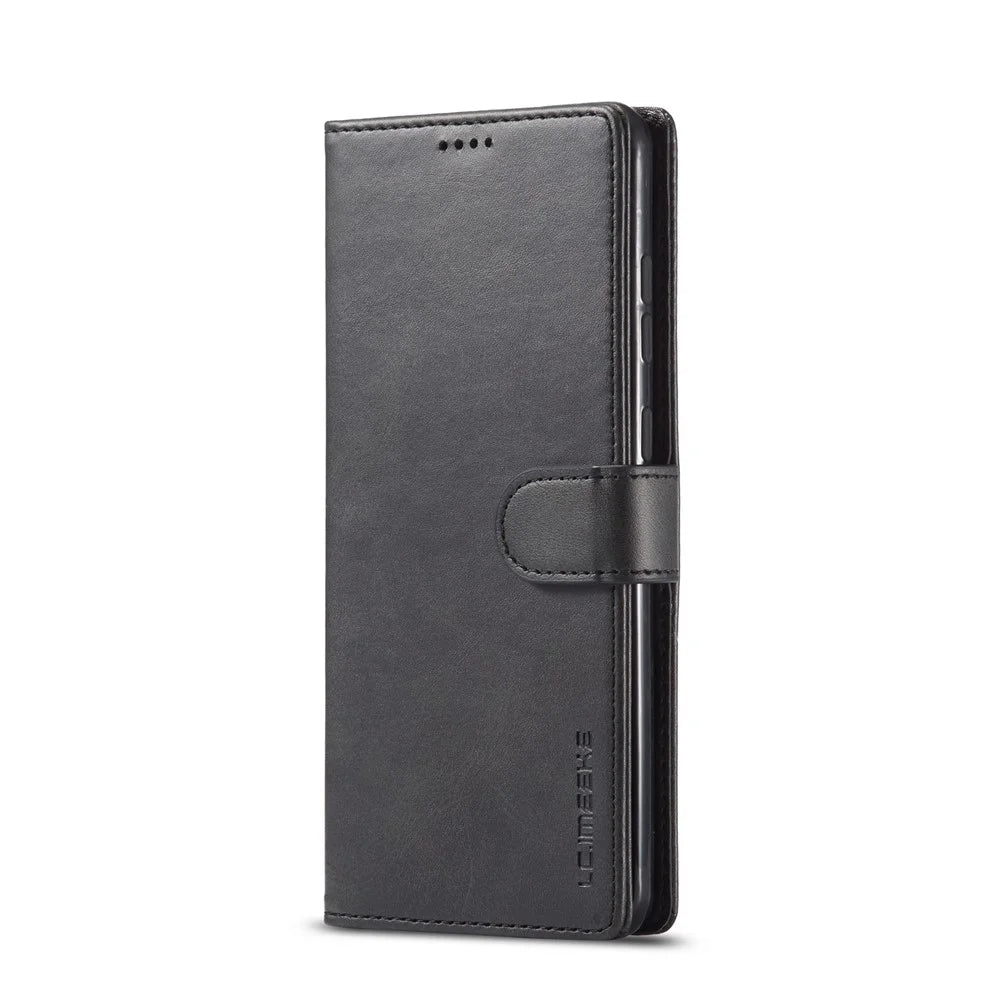 LC.IMEEKE for Samsung Galaxy A52 4G/5G / A52s 5G Wallet Stand PU Leather Shell Mobile Phone Case - Black - 2