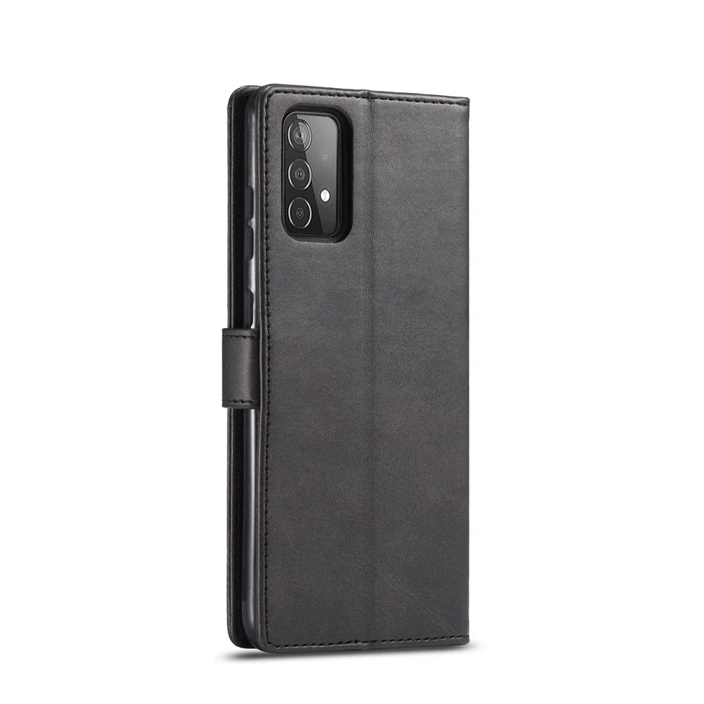 LC.IMEEKE for Samsung Galaxy A52 4G/5G / A52s 5G Wallet Stand PU Leather Shell Mobile Phone Case - Black - 3