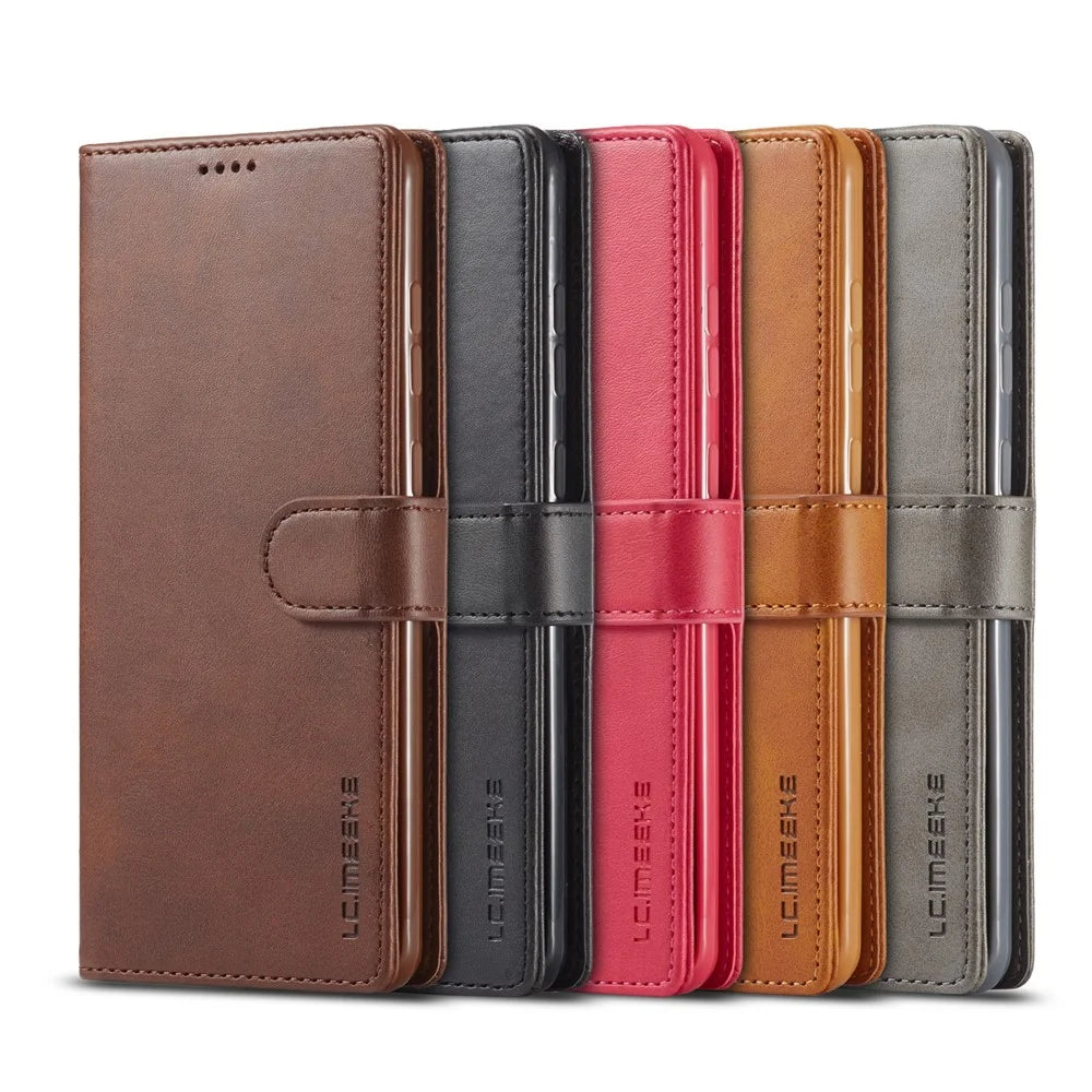 LC.IMEEKE for Samsung Galaxy A52 4G/5G / A52s 5G Wallet Stand PU Leather Shell Mobile Phone Case - Black - 7