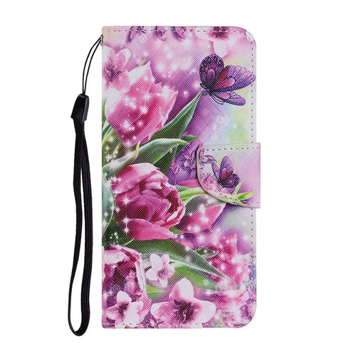 Pattern Printing TPU + PU Leather Wallet Stand Phone Case with Lanyard for Samsung Galaxy A72 5G / A72 4G - Vivid Flower - 1