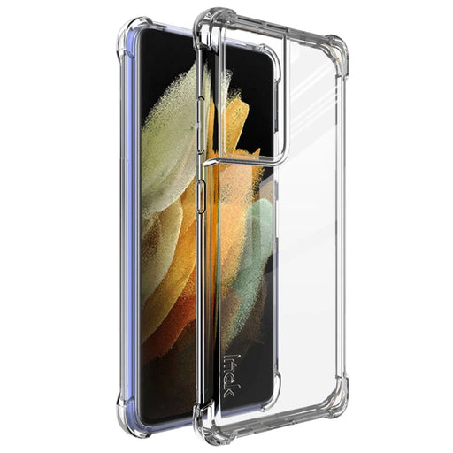 IMAK Airbag Anti-drop TPU Soft Case [with Screen Protector] for Samsung Galaxy S21 Ultra 5G - Transparent - 1