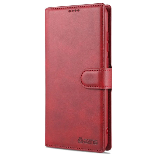 AZNS Wallet Stand Leather Shell Cell Phone Cover Case for Samsung Galaxy A72 5G / A72 4G - Red - 2