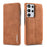 LC.IMEEKE Retro Style Protector Stand Leather Case with Card Holder for Samsung Galaxy S21 Ultra 5G - Brown - 1