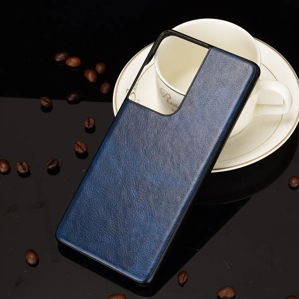 Litchi Texture Leather Coated Phone Case Phone Protective Cover for Samsung Galaxy S21 Ultra 5G - Blue - 5