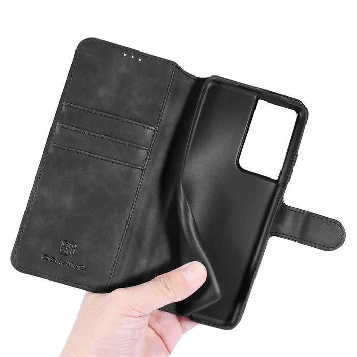 DG.MING Retro Style Leather Wallet Stand Case for Samsung Galaxy S21 Ultra 5G Cover - Black - 7