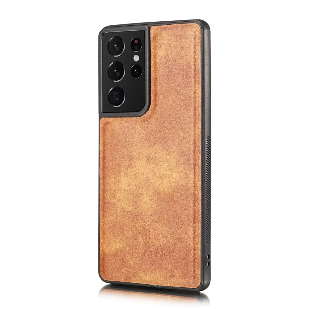 DG.MING For Samsung Galaxy S21 Ultra 5G Detachable 2-in-1 PC Cover Anti-scratch Split Leather Case - Brown - 3