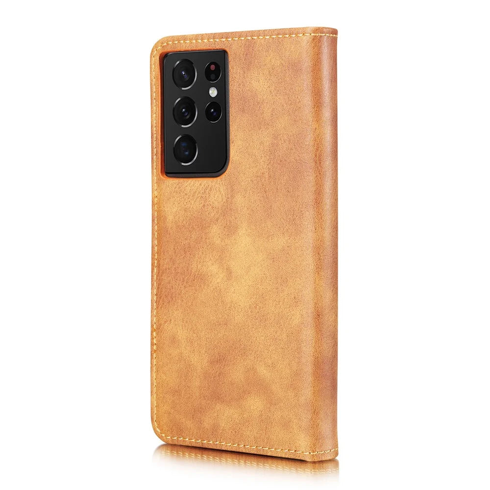 DG.MING For Samsung Galaxy S21 Ultra 5G Detachable 2-in-1 PC Cover Anti-scratch Split Leather Case - Brown - 6