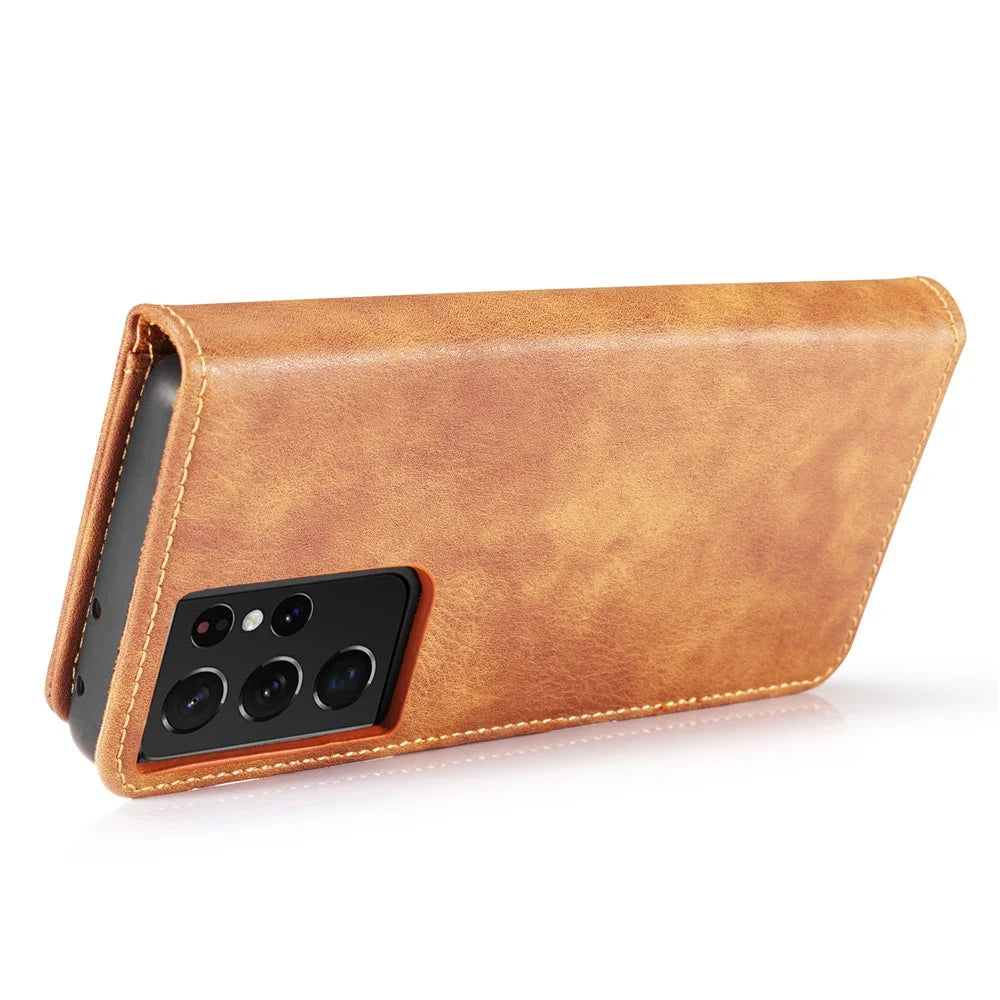 DG.MING For Samsung Galaxy S21 Ultra 5G Detachable 2-in-1 PC Cover Anti-scratch Split Leather Case - Brown - 7