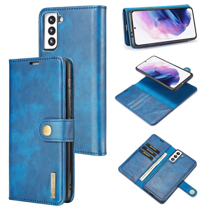 DG.MING For Samsung Galaxy S21+ 5G Detachable 2-in-1 PC Shell Anti-scratch Split Leather Case - Blue - 1