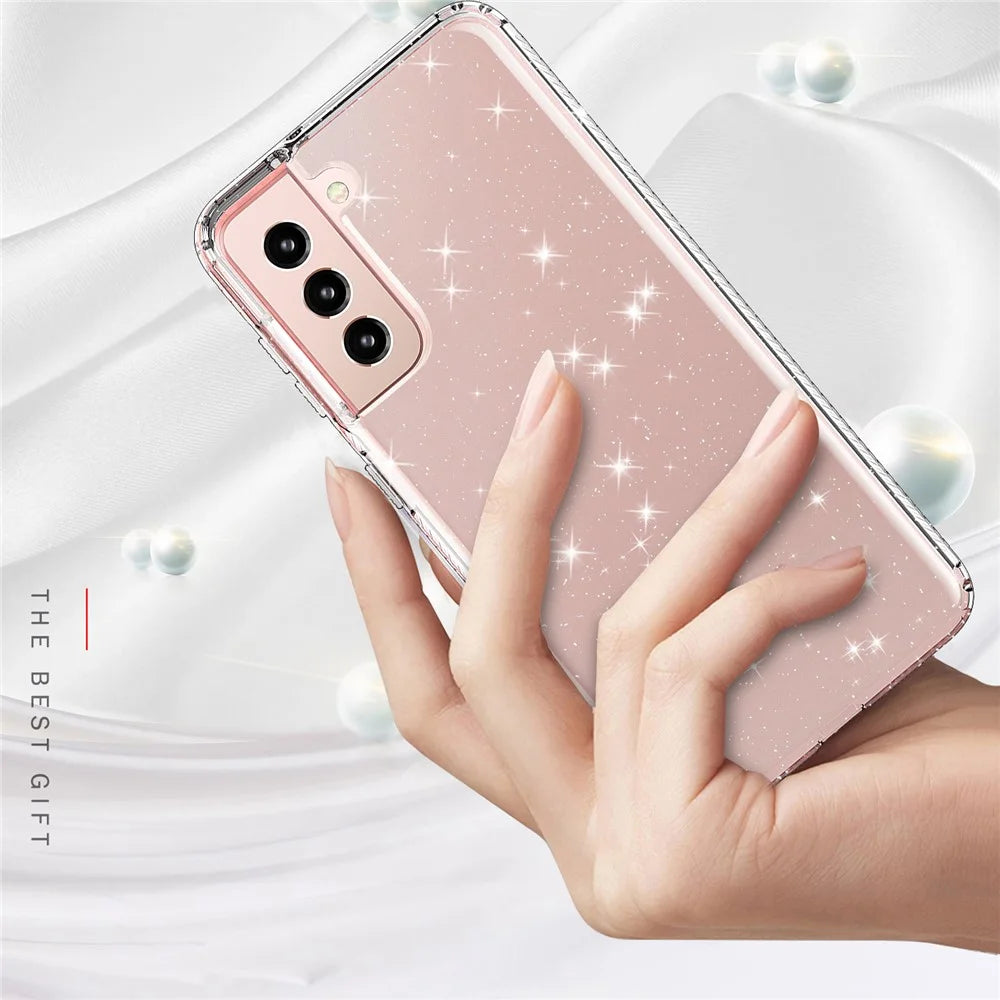 For Samsung Galaxy S21 4G/5G GW18 Clear Color Flash Powder TPU Case Cover - Transparent - 2