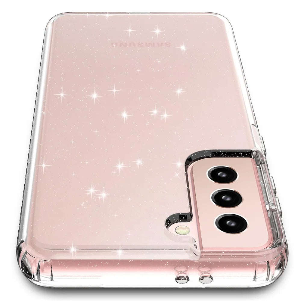 For Samsung Galaxy S21 4G/5G GW18 Clear Color Flash Powder TPU Case Cover - Transparent - 4