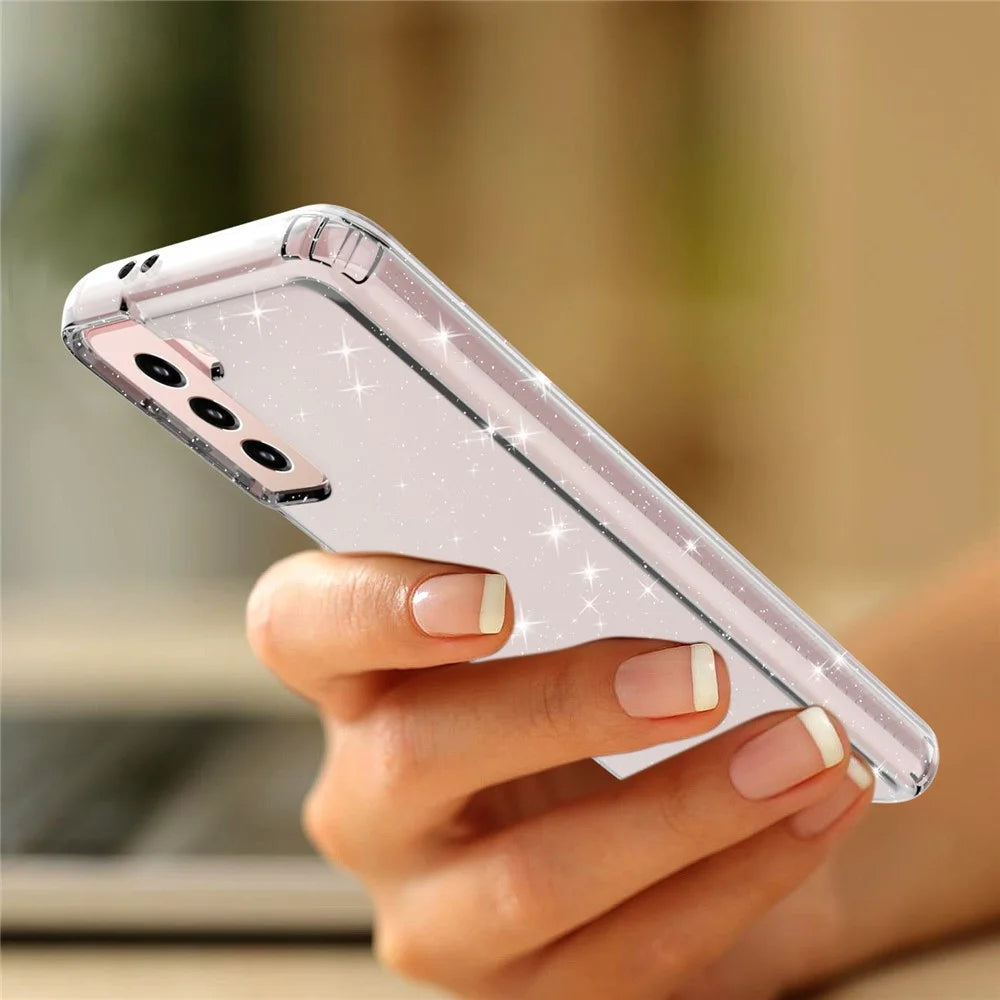 For Samsung Galaxy S21 4G/5G GW18 Clear Color Flash Powder TPU Case Cover - Transparent - 6
