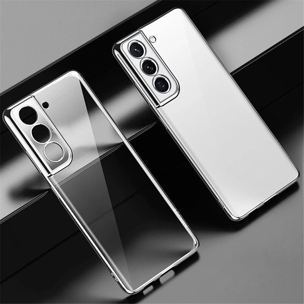 SULADA Transparent Shell Electroplating PC Case for Samsung Galaxy S21+ 5G - Silver - 1