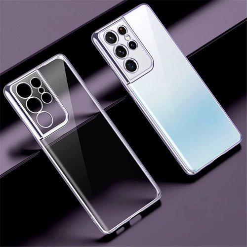 SULADA Transparent Electroplating PC Case for Samsung Galaxy S21 Ultra 5G Cover - Purple - 1