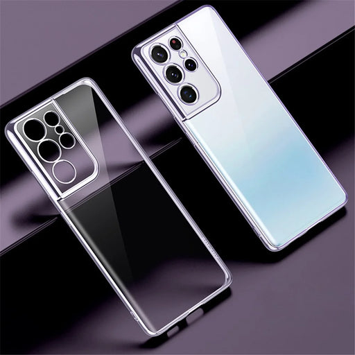 SULADA Transparent Electroplating PC Case for Samsung Galaxy S21 Ultra 5G Cover - Purple - 1