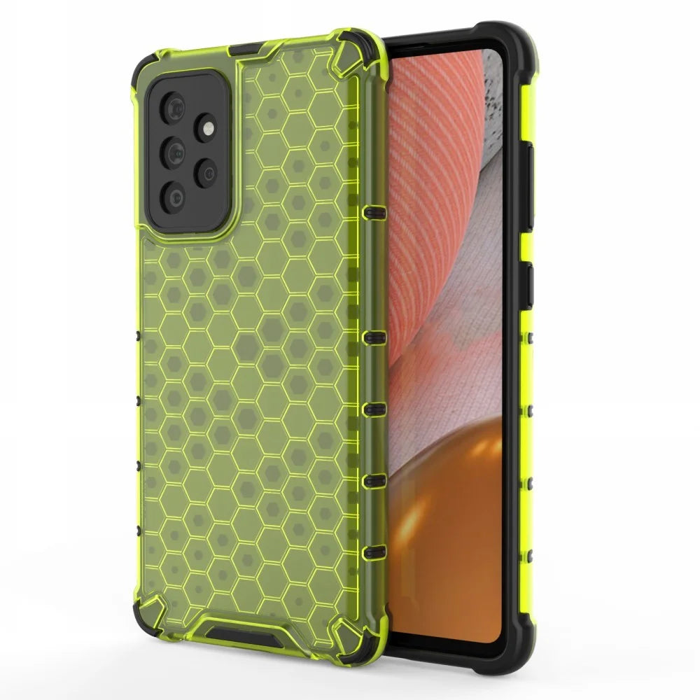 Honeycomb Design Phone Shell for Samsung Galaxy A72 4G/5G Shock-proof TPU + PC Hybrid Case - Green - 1