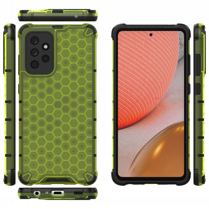 Honeycomb Design Phone Shell for Samsung Galaxy A72 4G/5G Shock-proof TPU + PC Hybrid Case - Green - 2