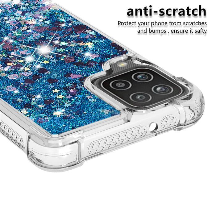 Funny Glitter Sequins Quicksand Design TPU Protective Cover Shell for Samsung Galaxy A12/M12 - Blue - 4